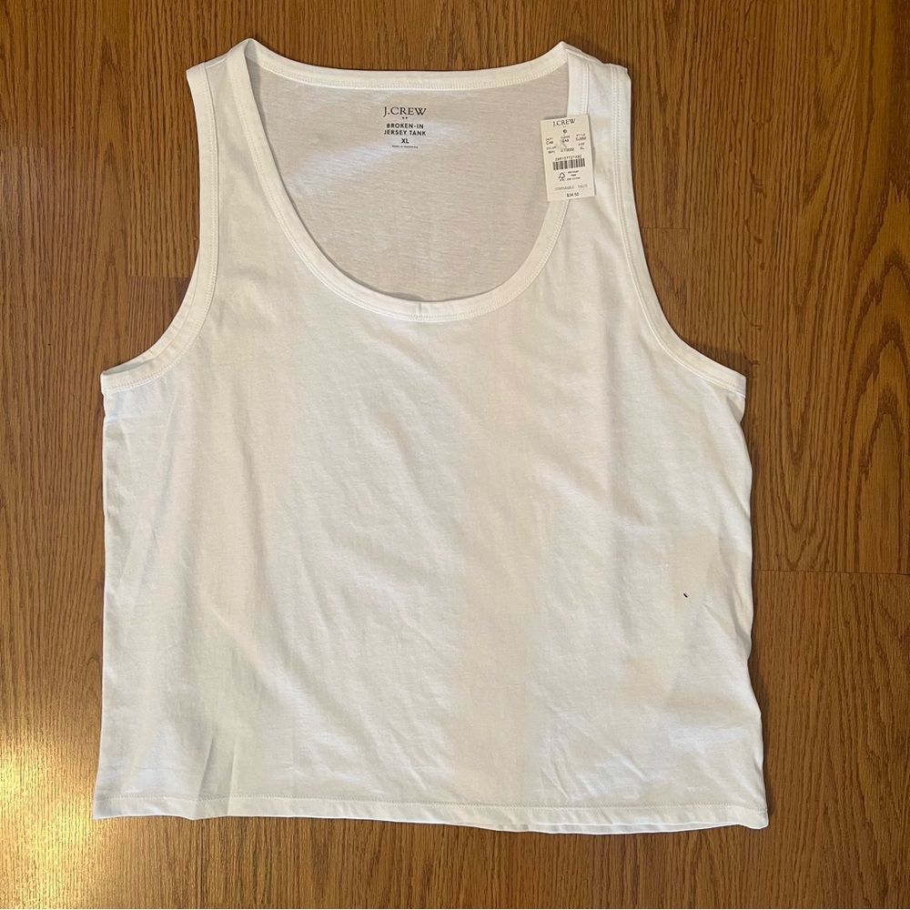 J.Crew Women’s White Broken in Jersey Tank Top Size XL